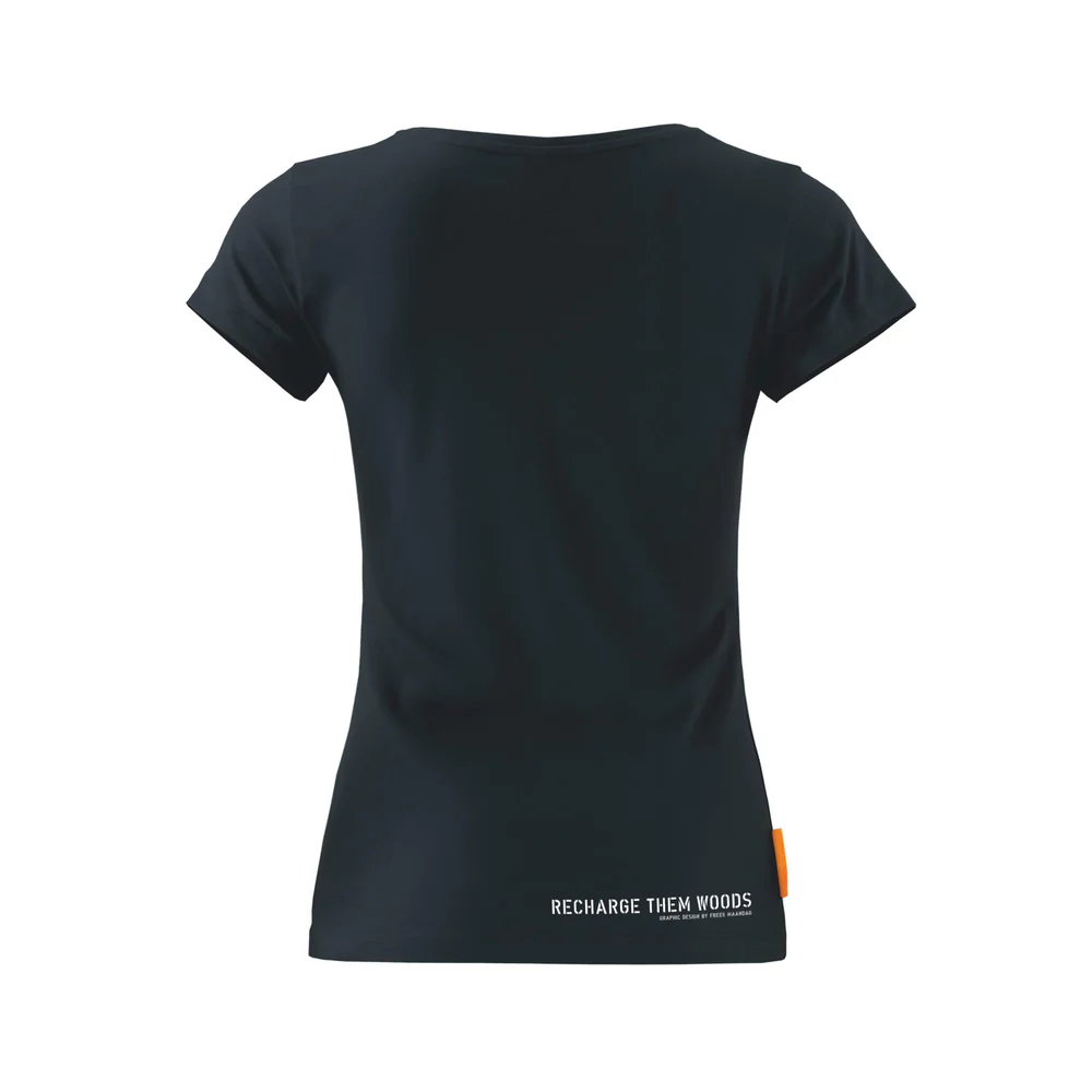 Okimono T-shirt Women Black, Recharge Them Woods